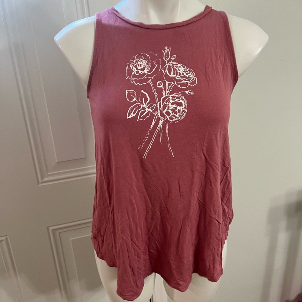 Old Navy Rose Graphic Tank Top - Dusty Rose